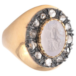 Chalcedony Roman Intaglio Ring of Jupiter 2nd-3rd Century A.D.