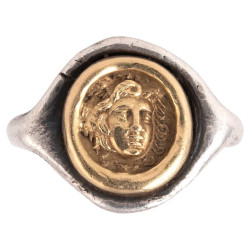 Antique 19th Century Silver and Gold Medusa Cameo Ring
