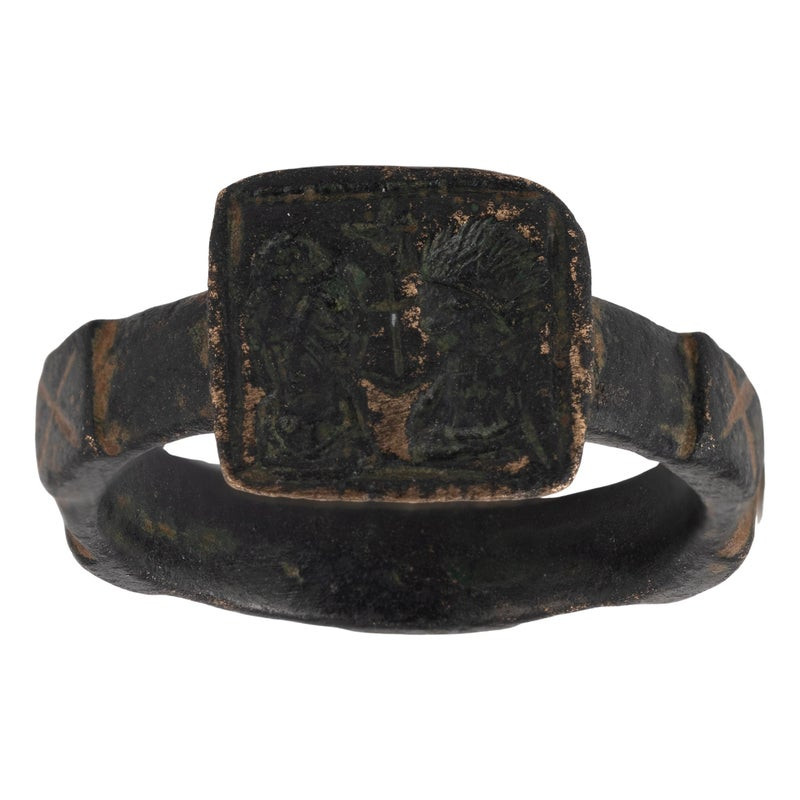 Byzantine Bronze Ring With Busts Of St. Peter And St. Paul Ca. 4th-7th Century