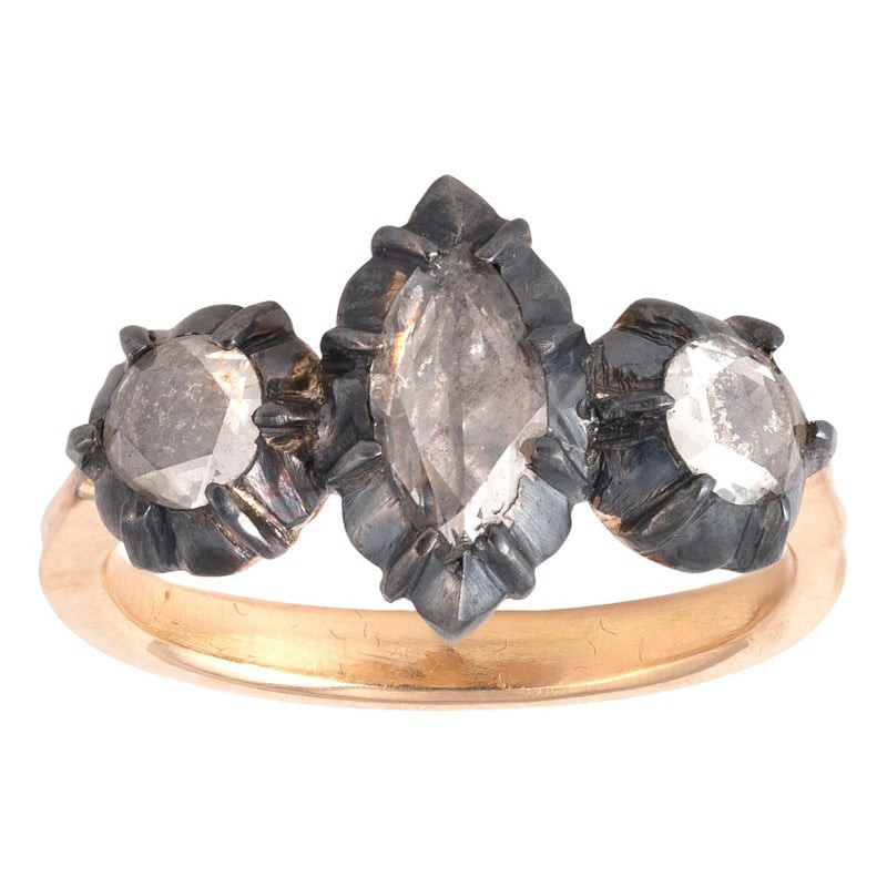 18kt Yellow Gold And Silver Rose-Cut Diamond Duchess Ring