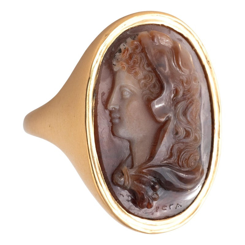 A Cameo on Agate depicting the profile of Omphale signed Filippo Rega 1761-1833