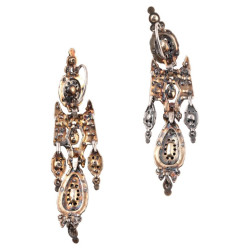 18th Century Antique Iberian Emerald Chandelier Earrings