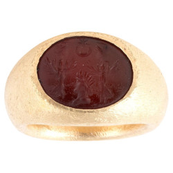 Roman Magical Carnelian Intaglio Ring circa 2nd century A.D