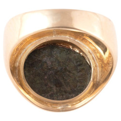 18kt Gold And Early Byzantine Bronze Follis Coin Ring Circa 527-565 D.C.
