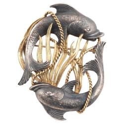 18kt Yellow Gold And Blackened Silver Zodiac Brooch/Pendant