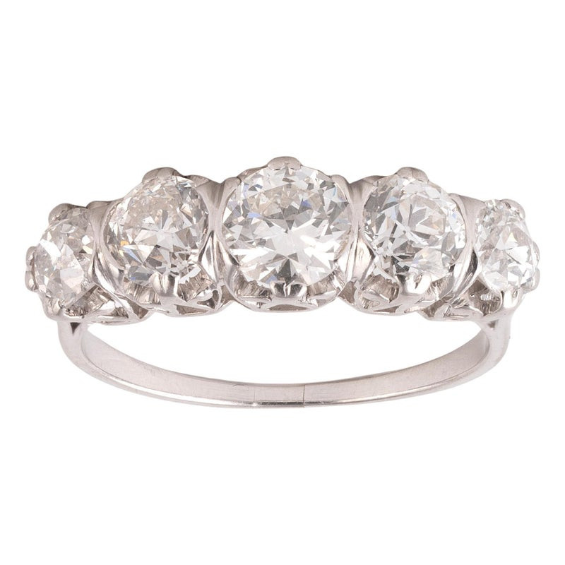 Platinum Old Cut Diamond Five Stone Ring Early 1900
