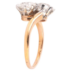 Early 20th Century 2.4ct Old Cut Diamonds Crossover Ring