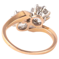 Early 20th Century 2.4ct Old Cut Diamonds Crossover Ring