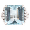 Art Deco' Platinum 8ct Aquamarine And Diamond Cocktail Ring