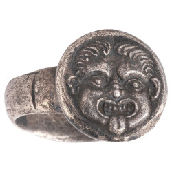 Silver Ring set with Ancient Gorgon Head’s coin circa 350-300 BC