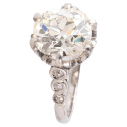 Art Deco Single Stone 3.4ct Old Mine Cut Diamond Ring Circa 1920's