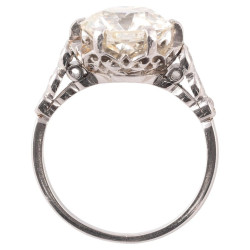 Art Deco Single Stone 3.4ct Old Mine Cut Diamond Ring Circa 1920's