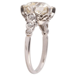 Art Deco Single Stone 3.4ct Old Mine Cut Diamond Ring Circa 1920's