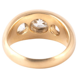 Antique Italian 18k Gold Three Stone Diamond Ring, Circa 1900, 3.1ct