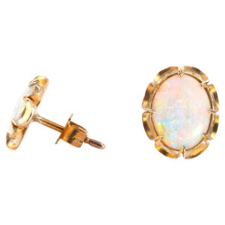 Antique Opal And 18kt Yellow Gold Earrings