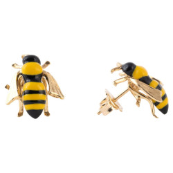 Vintage Enamel & Gold Bee Earrings