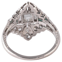 Art Deco Diamond And Emerald Ring c.1920