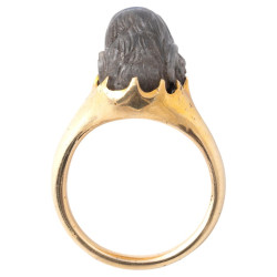 Labradorite Cameo ring of a Monkey 19th Century