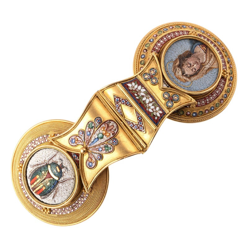 GOLD & MICROMOSAIC BULLA PENDANT ATTRIBUTED TO CASTELLANI 1850'S