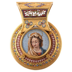 GOLD & MICROMOSAIC BULLA PENDANT ATTRIBUTED TO CASTELLANI 1850'S
