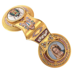 GOLD & MICROMOSAIC BULLA PENDANT ATTRIBUTED TO CASTELLANI 1850'S