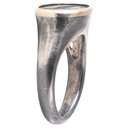 Blackened Silver & Gold ring with Roman Green Jasper Rooster Intaglio circa 2nd century A.D.