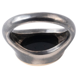 Roman Green Jasper Rooster Intaglio Set Silver & Gold Ring circa 2nd Century A.D