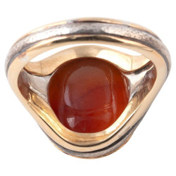 Silver & Gold Carnelian Finger Ring Depicting Julius Caesar 18th Century