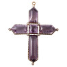 Late 19th Century Large Amethyst Cross Pendant With Gold Necklace