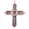 Late 19th Century Large Amethyst Cross Pendant With Gold Necklace