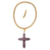 Late 19th Century Large Amethyst Cross Pendant With Gold Necklace