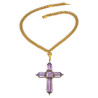 Late 19th Century Large Amethyst Cross Pendant With Gold Necklace