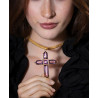 Late 19th Century Large Amethyst Cross Pendant With Gold Necklace