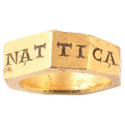 Roman Octagonal Gold Epigraphic Ring Circa 3nd Century A.D