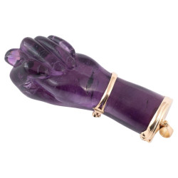 Large Figa Amethyst Diamond And 18kt Gold Good Luck Charm Pendant