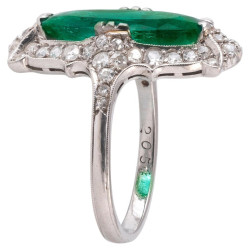 Art Deco 3.3ct Colombian Emerald And Diamond Ring Circa 1930