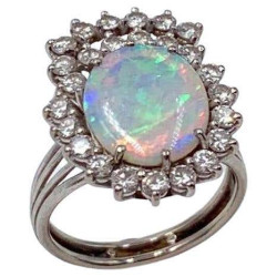 18kt White Gold Opal And...