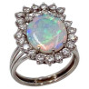 18kt White Gold Opal And Cluster Diamond Ring