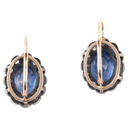 Italian Late 19th Century 7.4ct Ceylon Sapphire And Diamonds Earrings