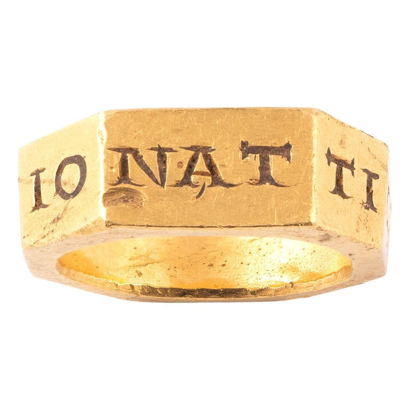 Roman Octagonal Gold Epigraphic Ring Circa 3nd Century A.D
