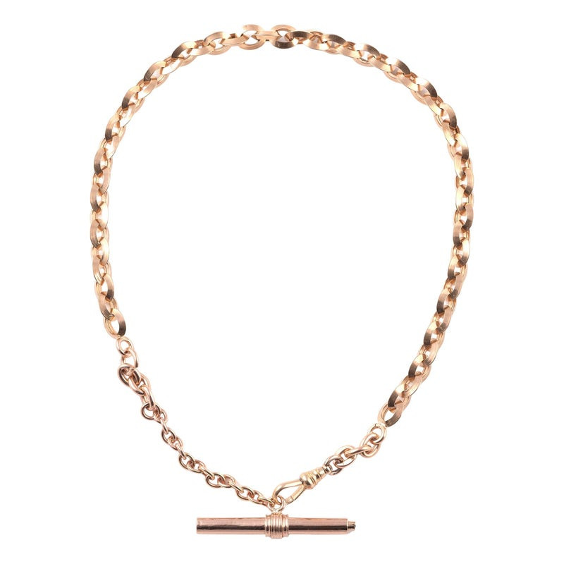Large French 18kt Rose Gold Watch Chain Necklace