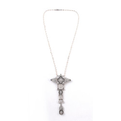 Art Deco Frosted Rock Crystal Diamond And Emerald Brooch-Pendant by Garrard & Co 1925's