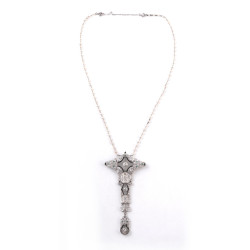 Art Deco Frosted Rock Crystal Diamond And Emerald Brooch-Pendant by Garrard & Co 1925's