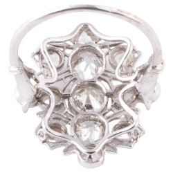 Belle Époque Platinum Three-Stone Ring with 1.2ct Old-Cut Diamonds