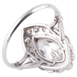 Art Deco Platinum Marquise Cut Diamond Ring, 1.5ct, Italy 1920