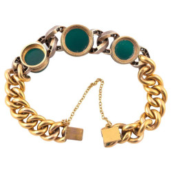 Antique Gold Diamond and Green Agate Bracelet