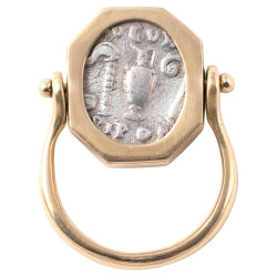 18kt Yellow Gold and Roman Silver Coin Of Emperor Vespasian 69AD - 79AD Ring