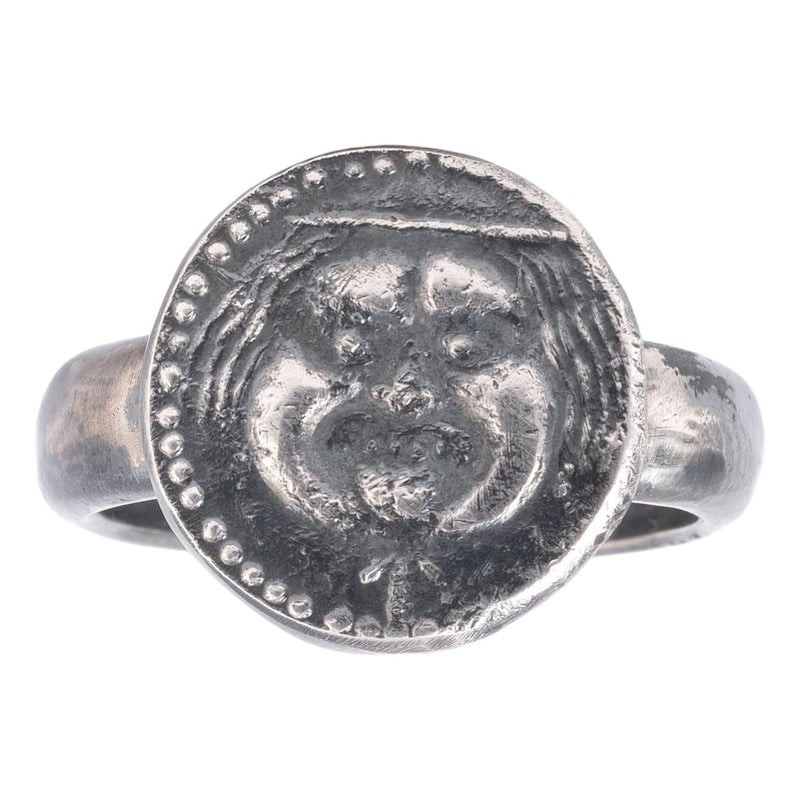 Silver Ring set with Ancient Gorgon Head’s coin circa 350-300 BC