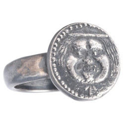 Silver Ring set with Ancient Gorgon Head’s coin circa 350-300 BC