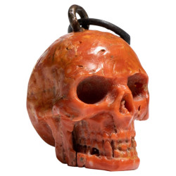 Antique Silver Memento Mori Skull Pendant Necklace, Italy Circa 1780s